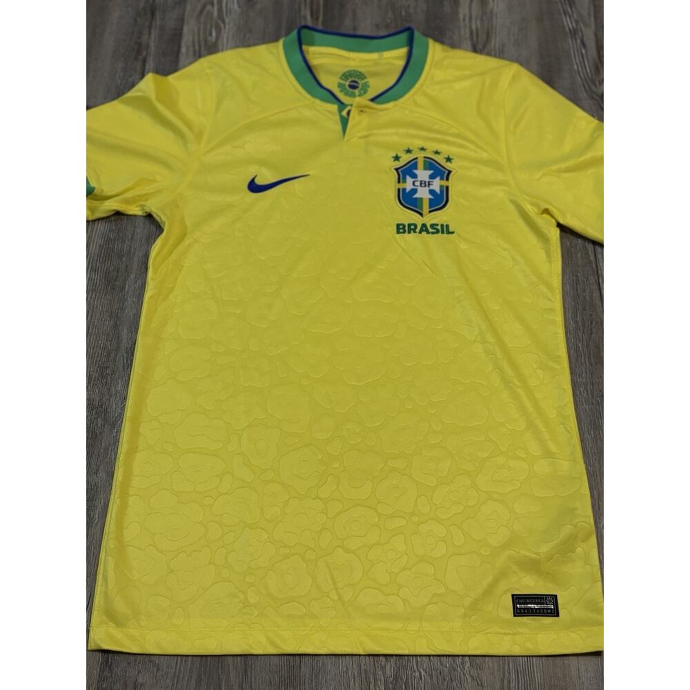 Nike Brazil CBF Dri-FIT Soccer Jersey Yellow Mens Small World Cup Futbol
